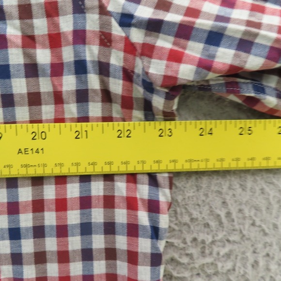 Johnston Murphy Shirt Mens Large Blue Check Long Sleeve Button Up Flip Cuff - Picture 7 of 10